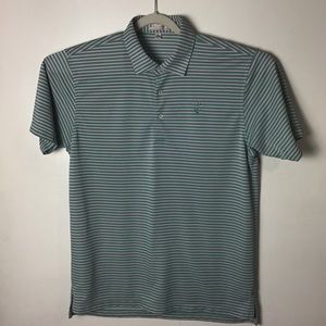 Peter Millar Summer Comfort green striped polo. L